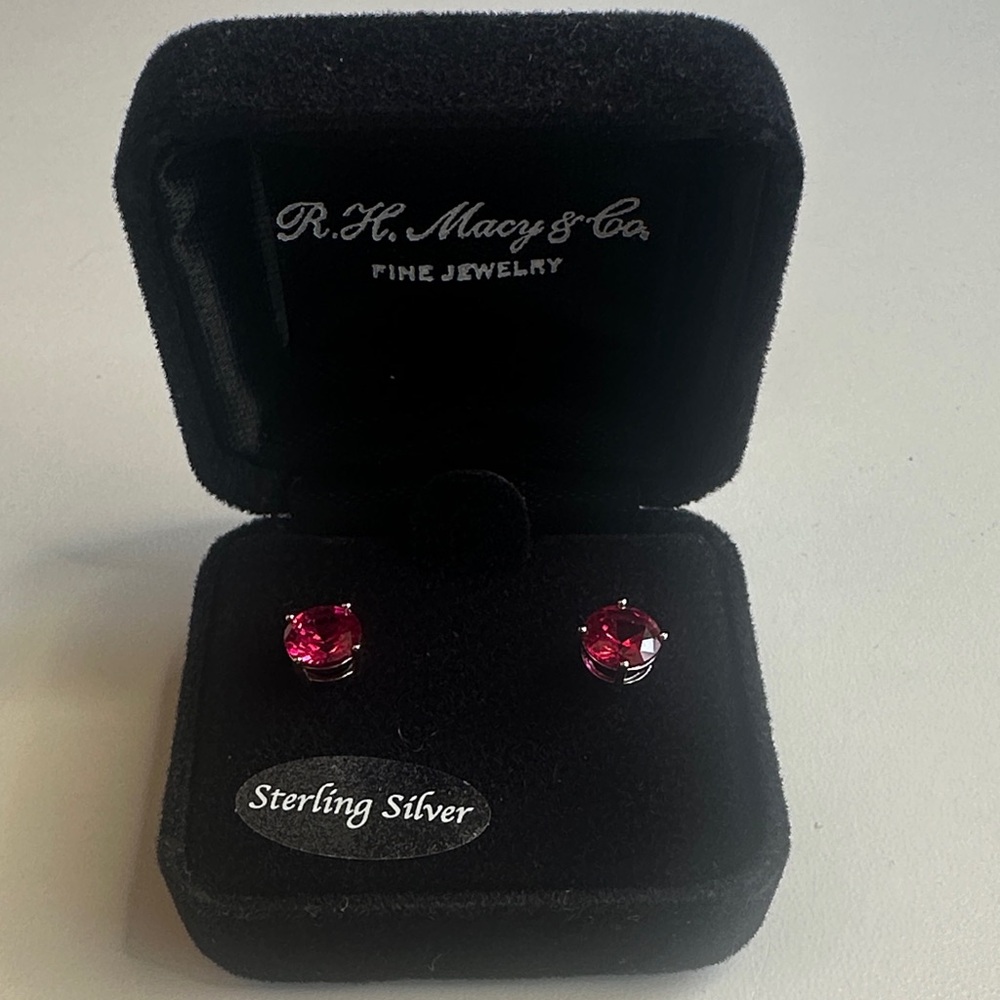 Sterling Silver ruby Stud Earrings